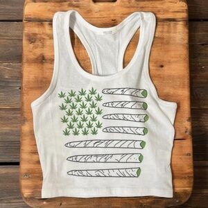 Weed 420 Flag Crop Tank